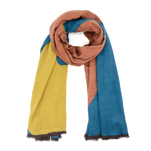 Yellow and peach abstract wool scarf